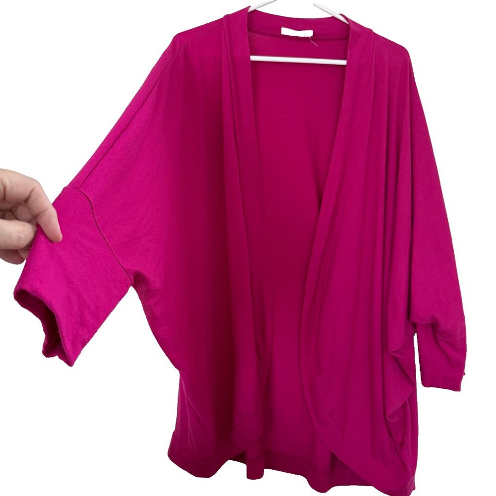 Zenana Magenta Cocoon Cardigan 3X Open Front 3/4 Sleeve Wrap Oversized Layering